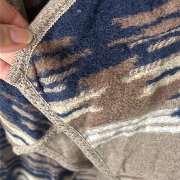 LUCKY BRAND Aztec Western Boho Tribal Open Front Brown Blue Cardigan Size Large - Picture 8 of 16
